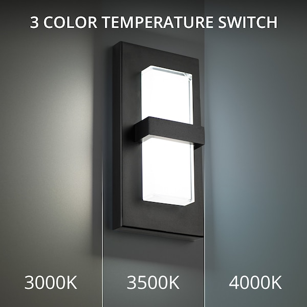 Bandeau 22in LED Indoor And Outdoor Wall Light 3-CCT 3000K-3500K-4000K Set To 3000K In Black